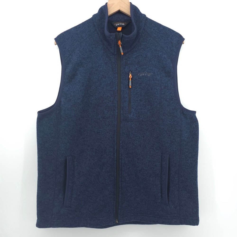 Orvis Mens Vest Sweater Fleece Large Navy Blue Gorpcore Outdoorsy Layering